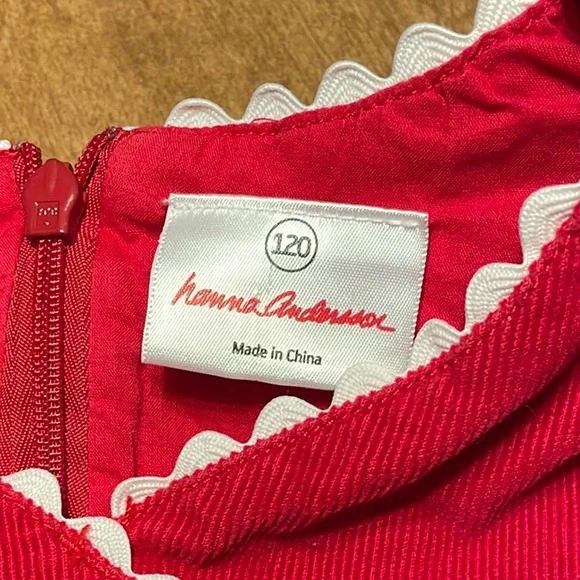 Hanna Andersson Red Corduroy Dress with Lace Trim - Picture 5 of 13